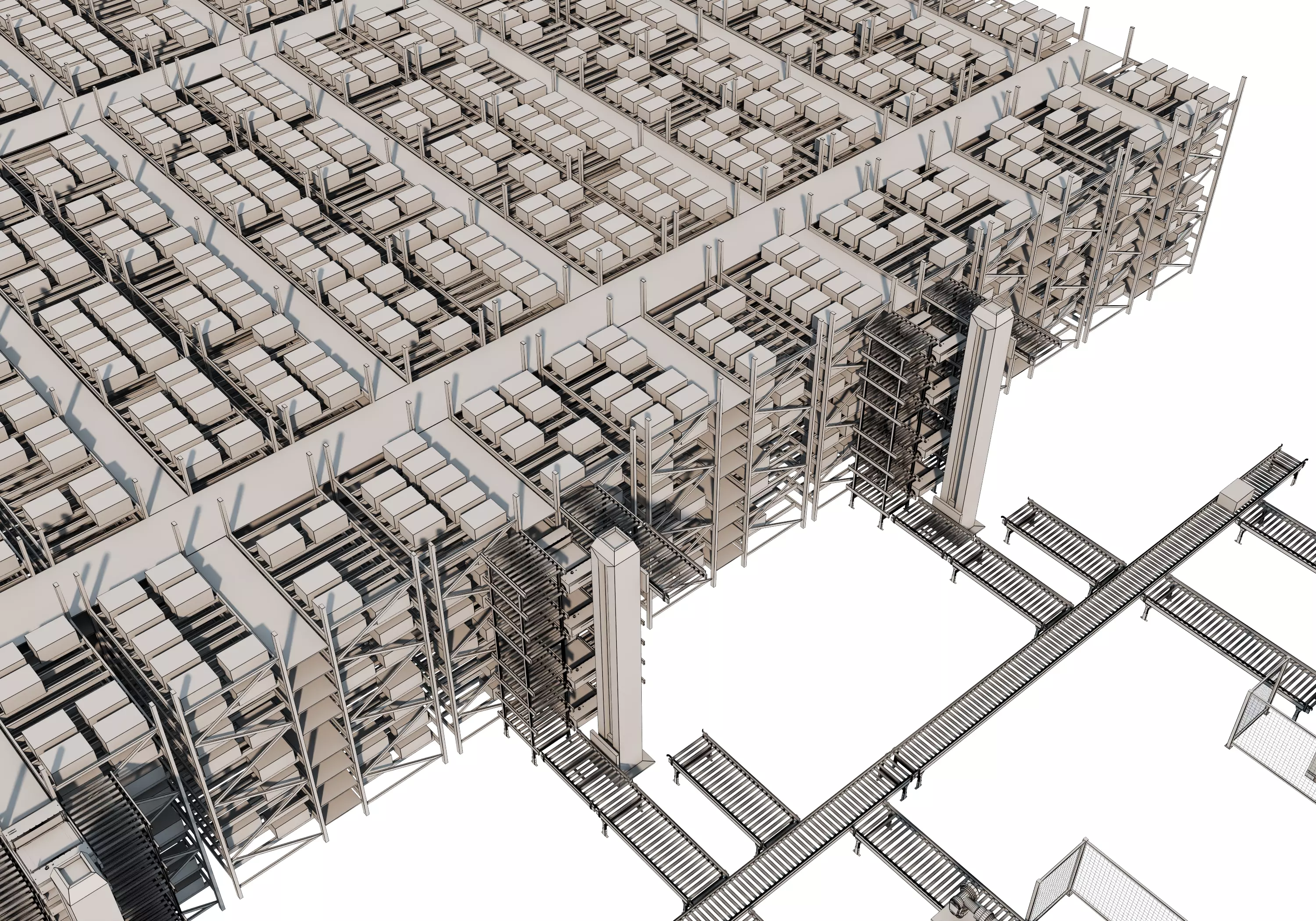 Conveyor Belt Scene warehouse Low-poly 3D model_22