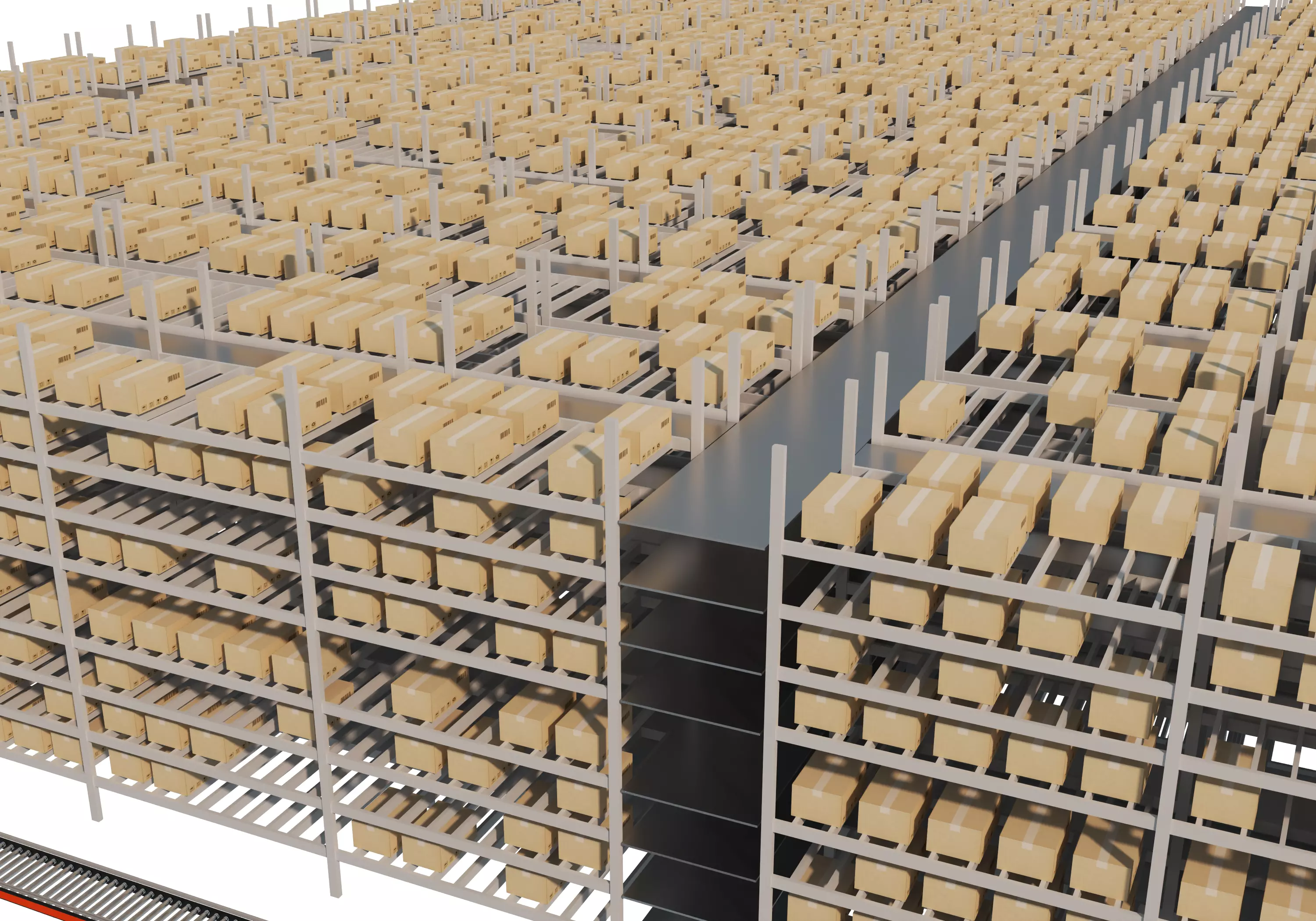 Conveyor Belt Scene warehouse Low-poly 3D model_16