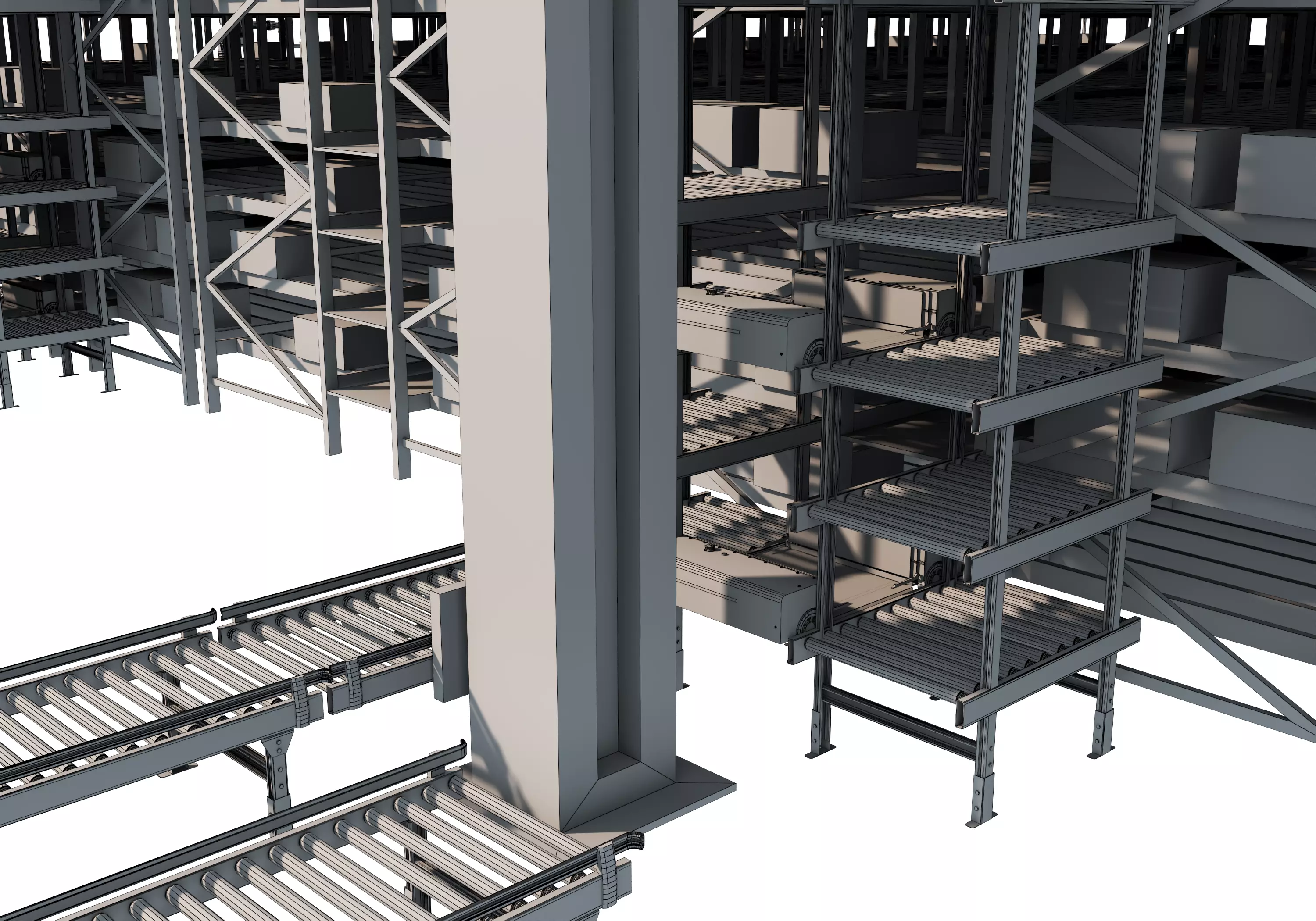 Conveyor Belt Scene warehouse Low-poly 3D model_28