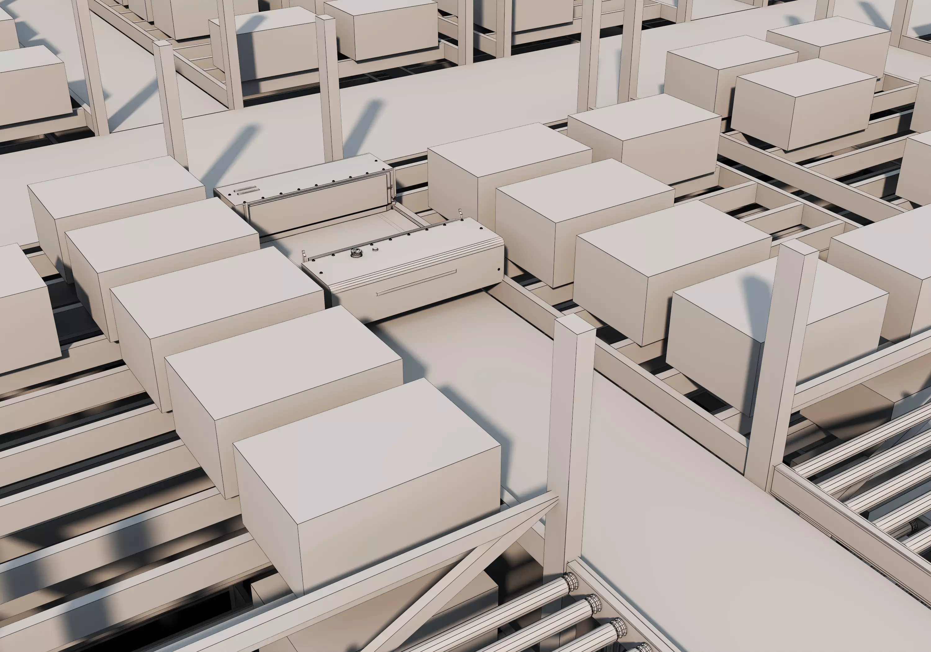 Conveyor Belt Scene warehouse Low-poly 3D model_18