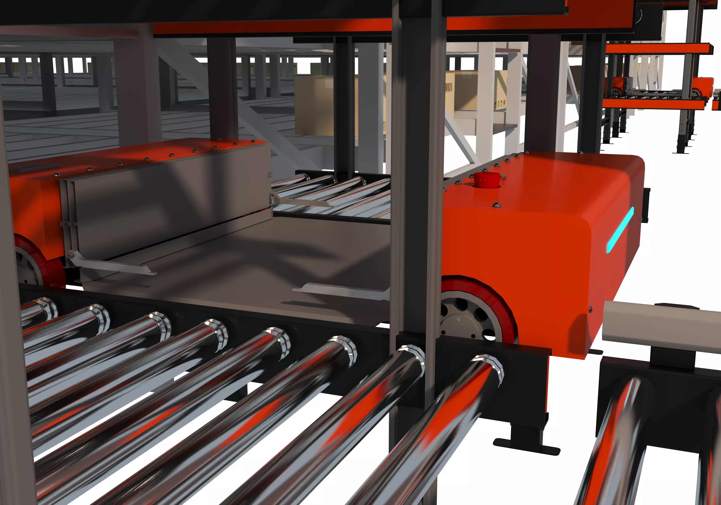 Conveyor Belt Scene warehouse Low-poly 3D model_4