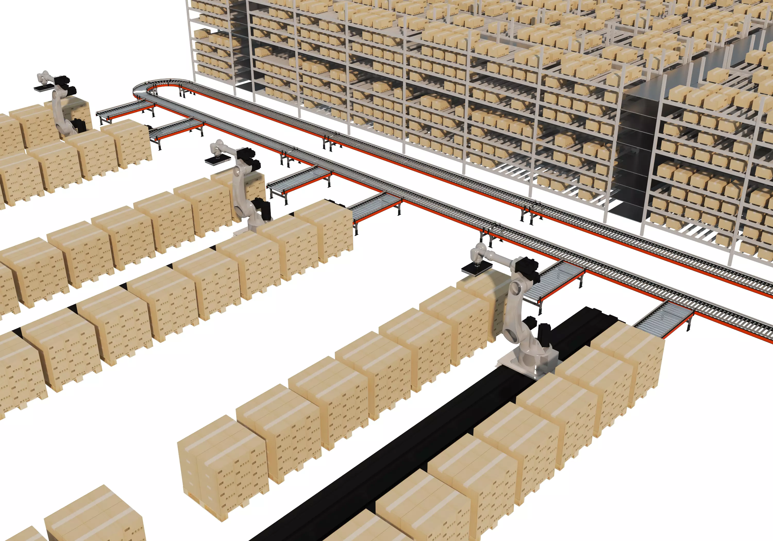 Conveyor Belt Scene warehouse Low-poly 3D model_15