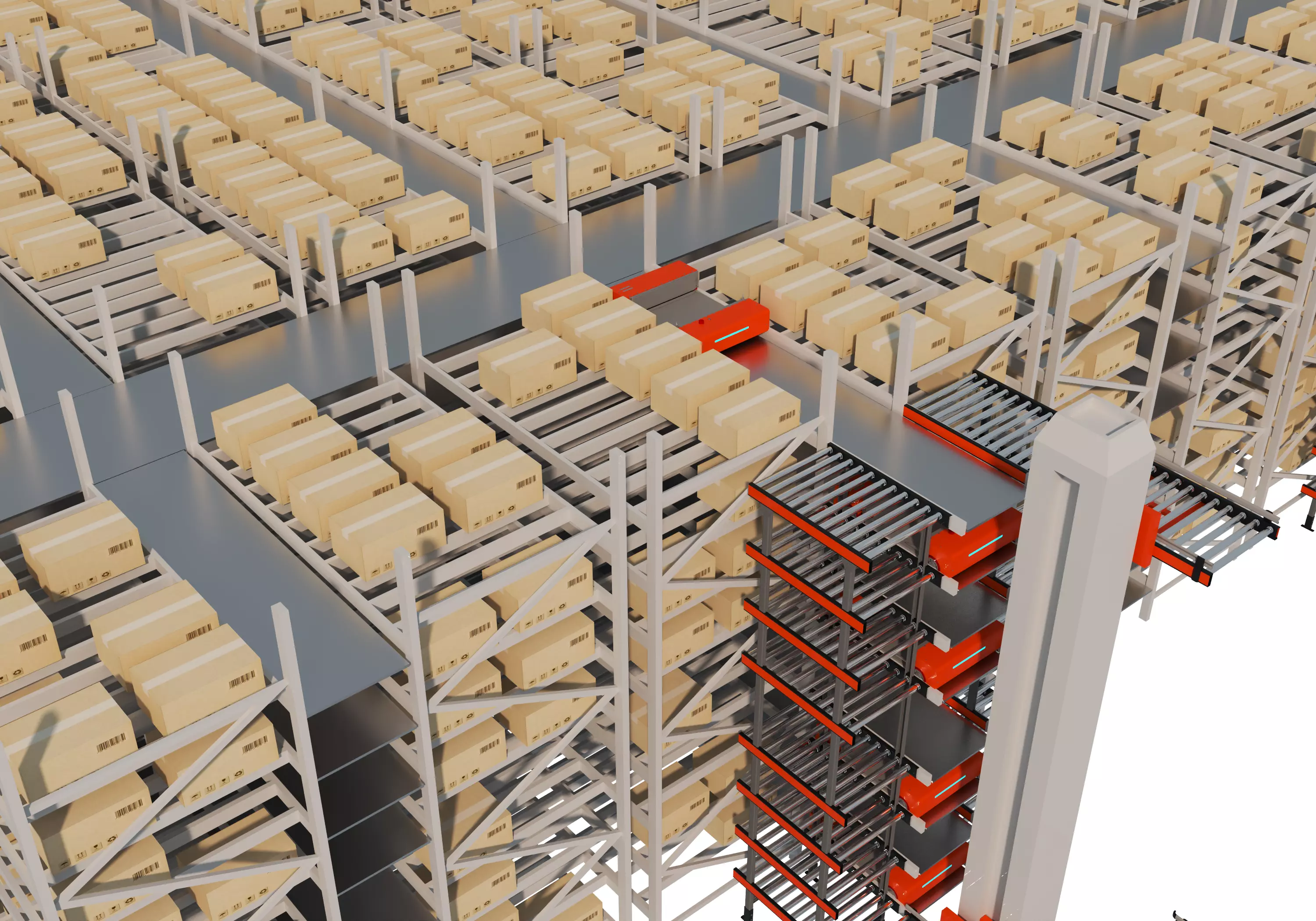 Conveyor Belt Scene warehouse Low-poly 3D model_2