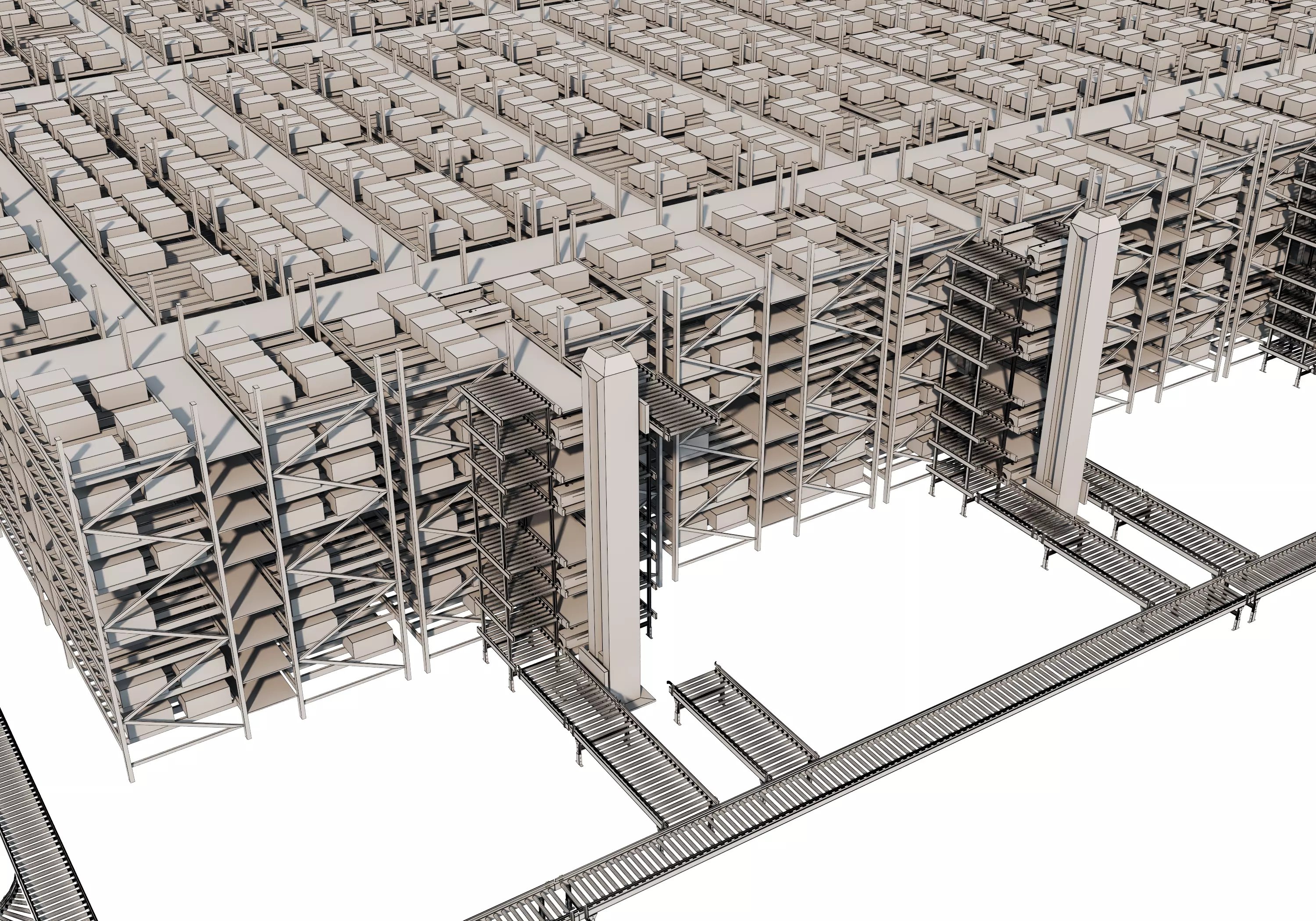 Conveyor Belt Scene warehouse Low-poly 3D model_25