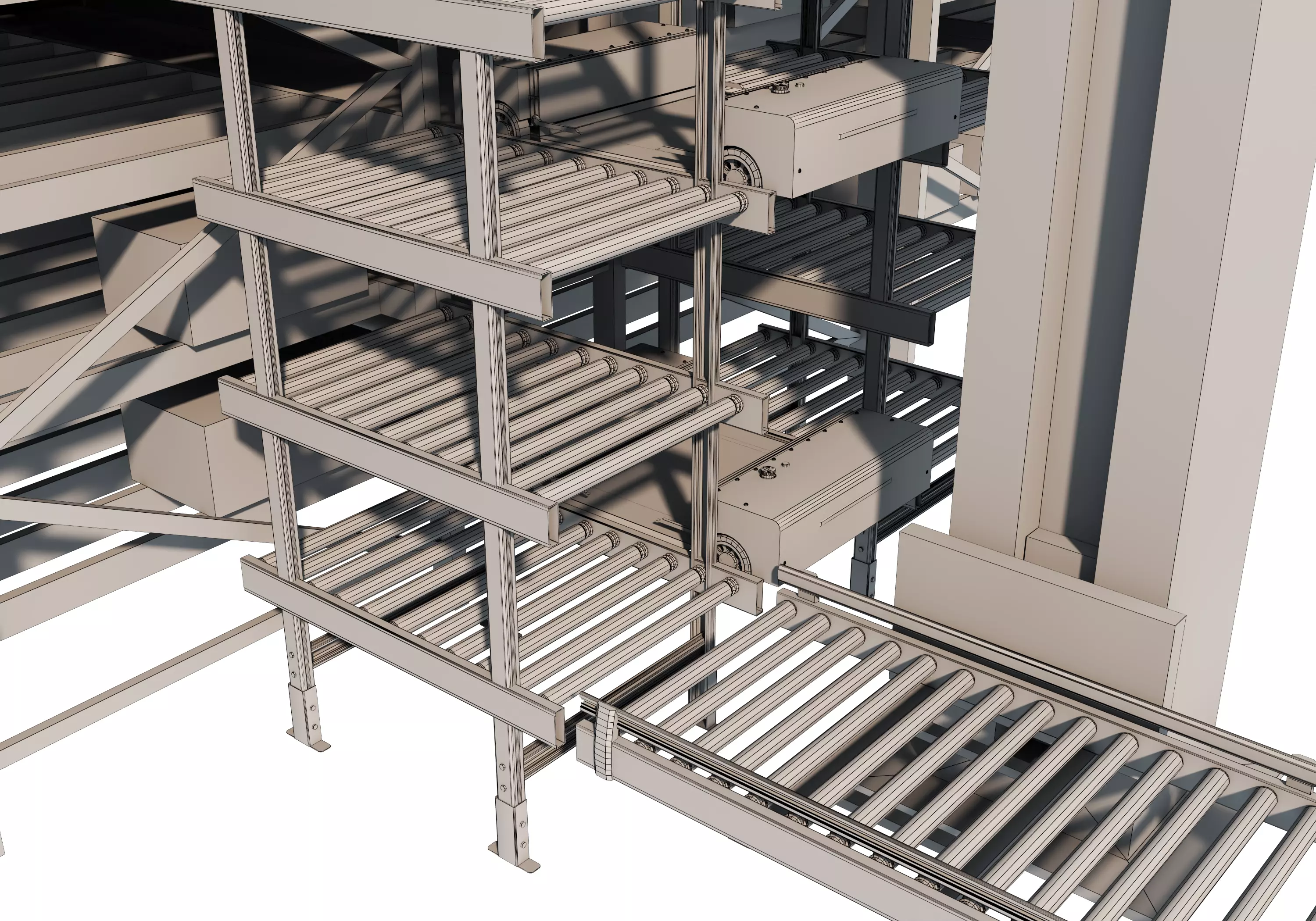 Conveyor Belt Scene warehouse Low-poly 3D model_21