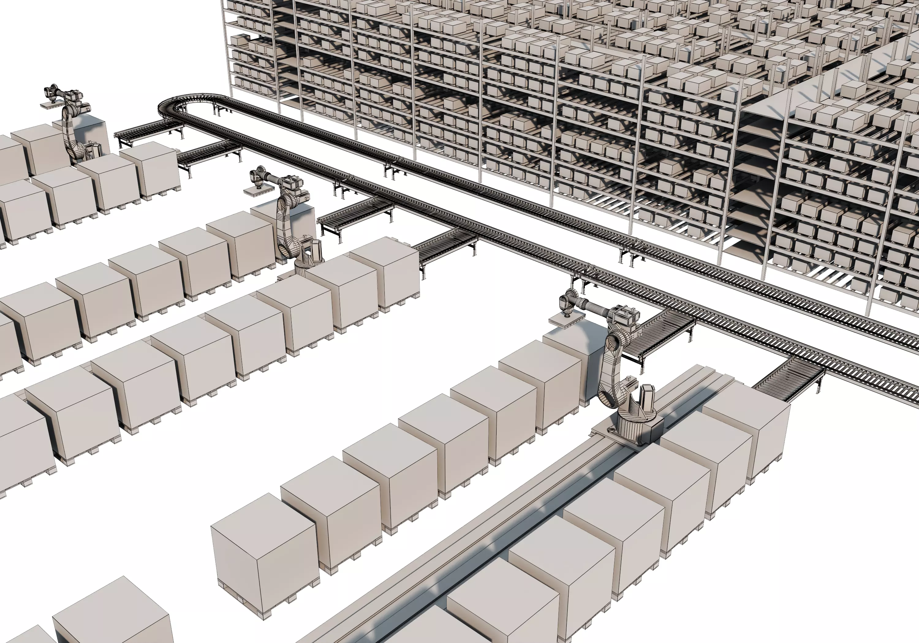 Conveyor Belt Scene warehouse Low-poly 3D model_27