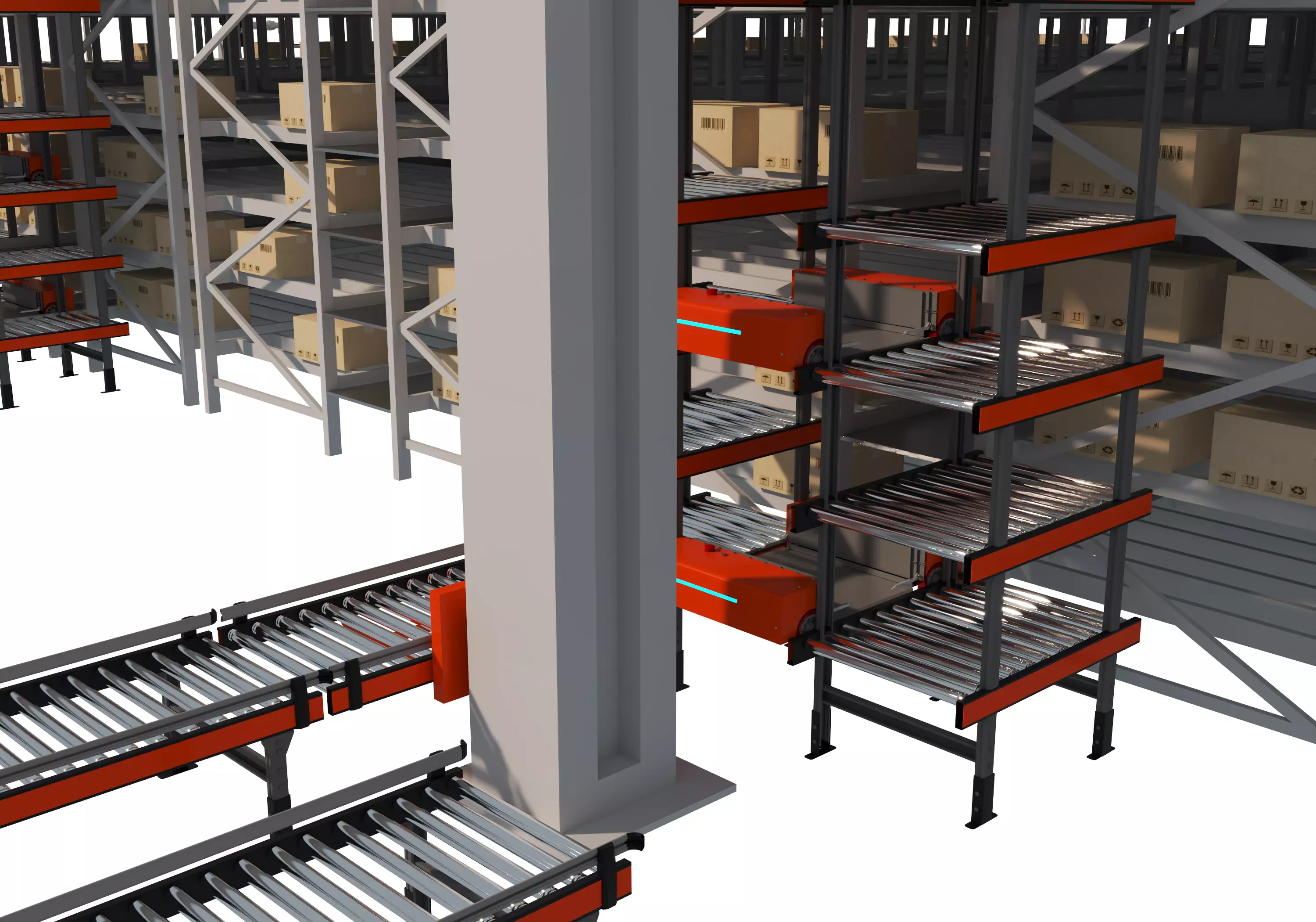 Conveyor Belt Scene warehouse Low-poly 3D model_8