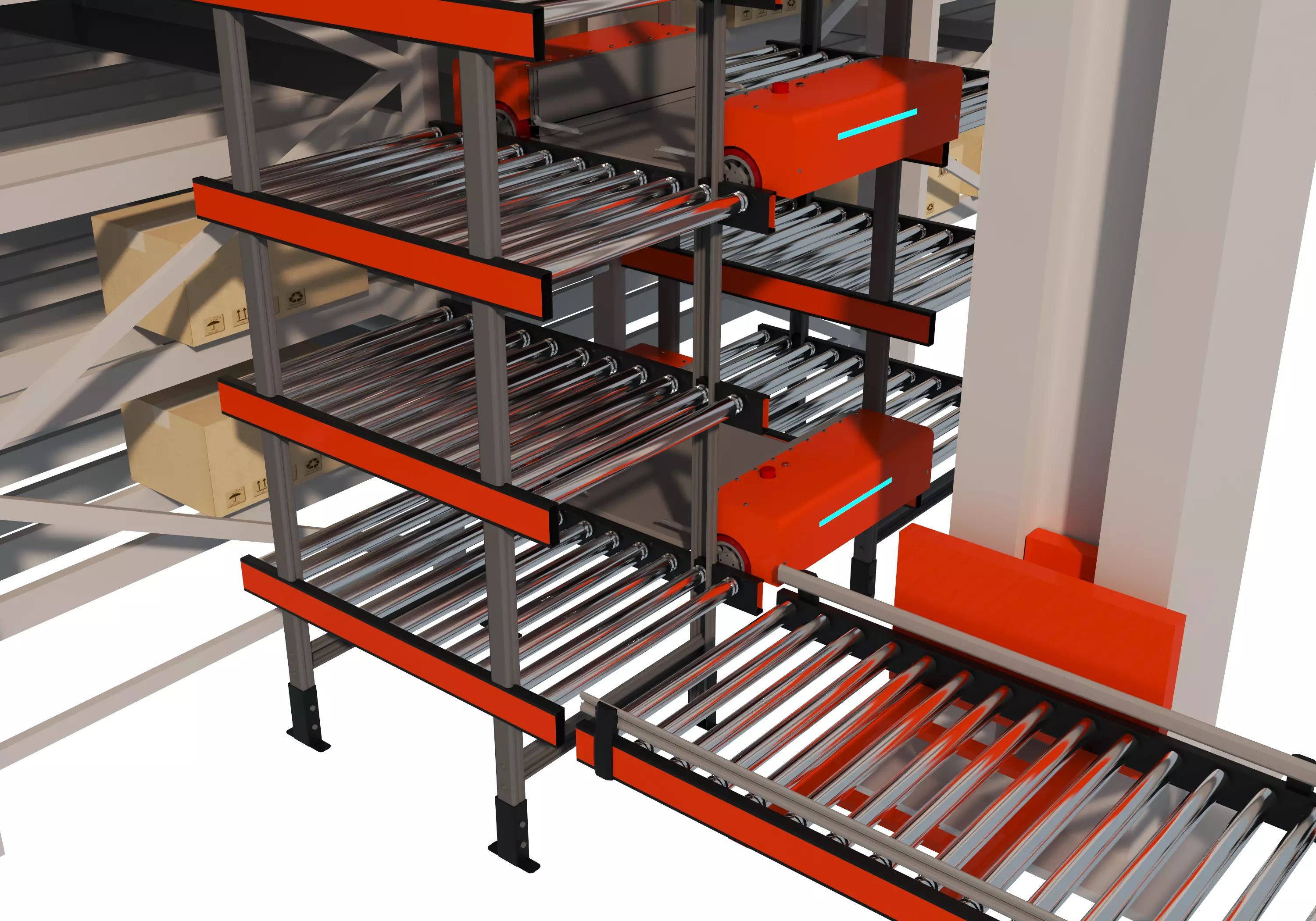 Conveyor Belt Scene warehouse Low-poly 3D model_6