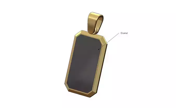 Enamel rectangular emrald shaped pendant charm with bail