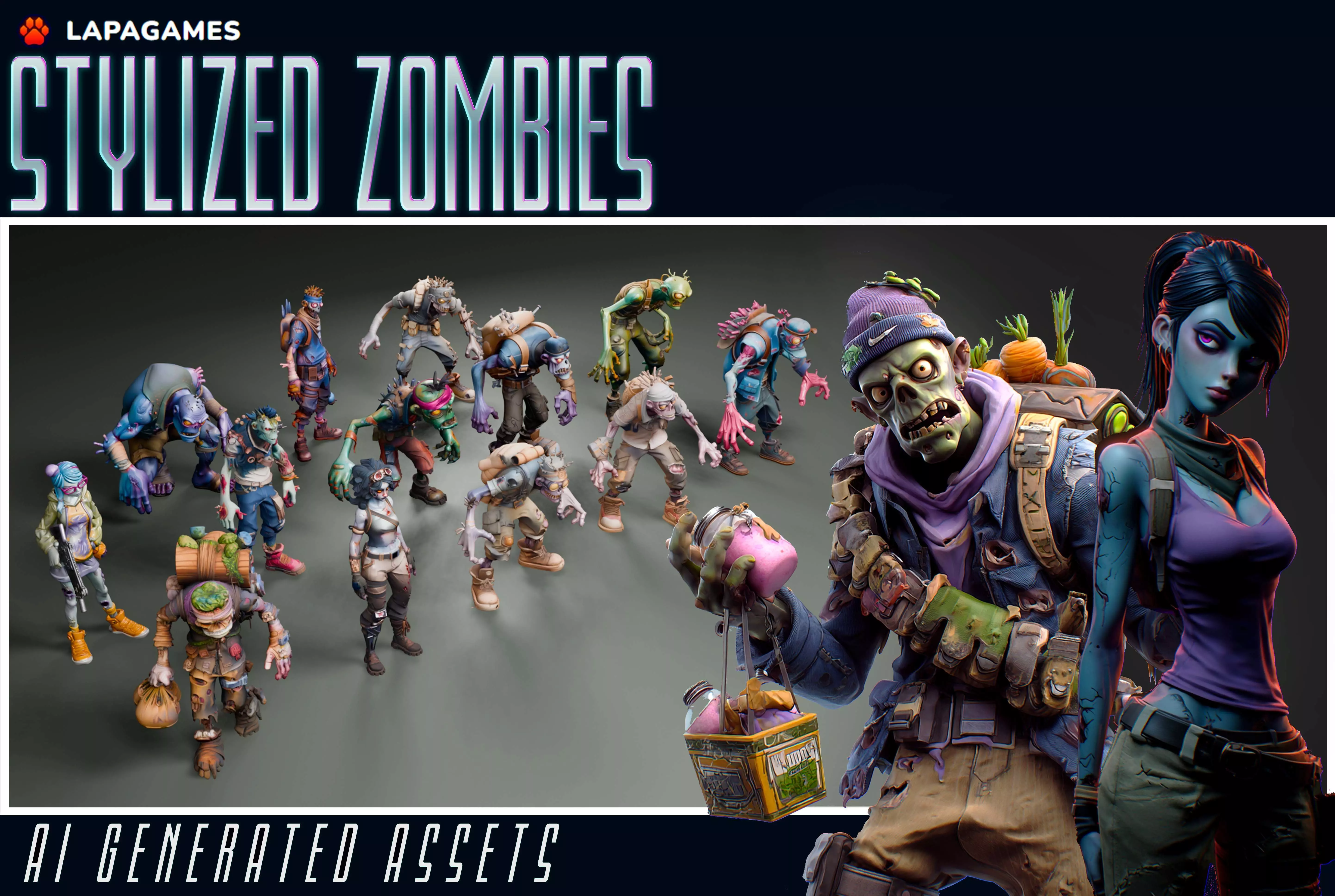 Stylized Zombies 3D model_0