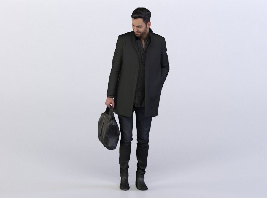 Elias 0477 Man in a Coat holding a Bag 3D model_3