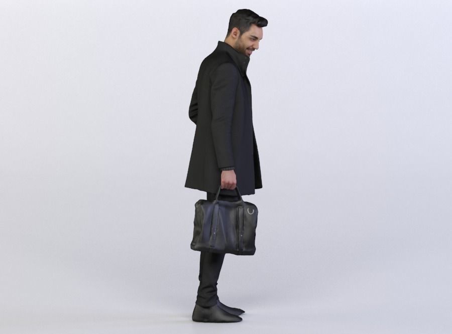 Elias 0477 Man in a Coat holding a Bag 3D model_2