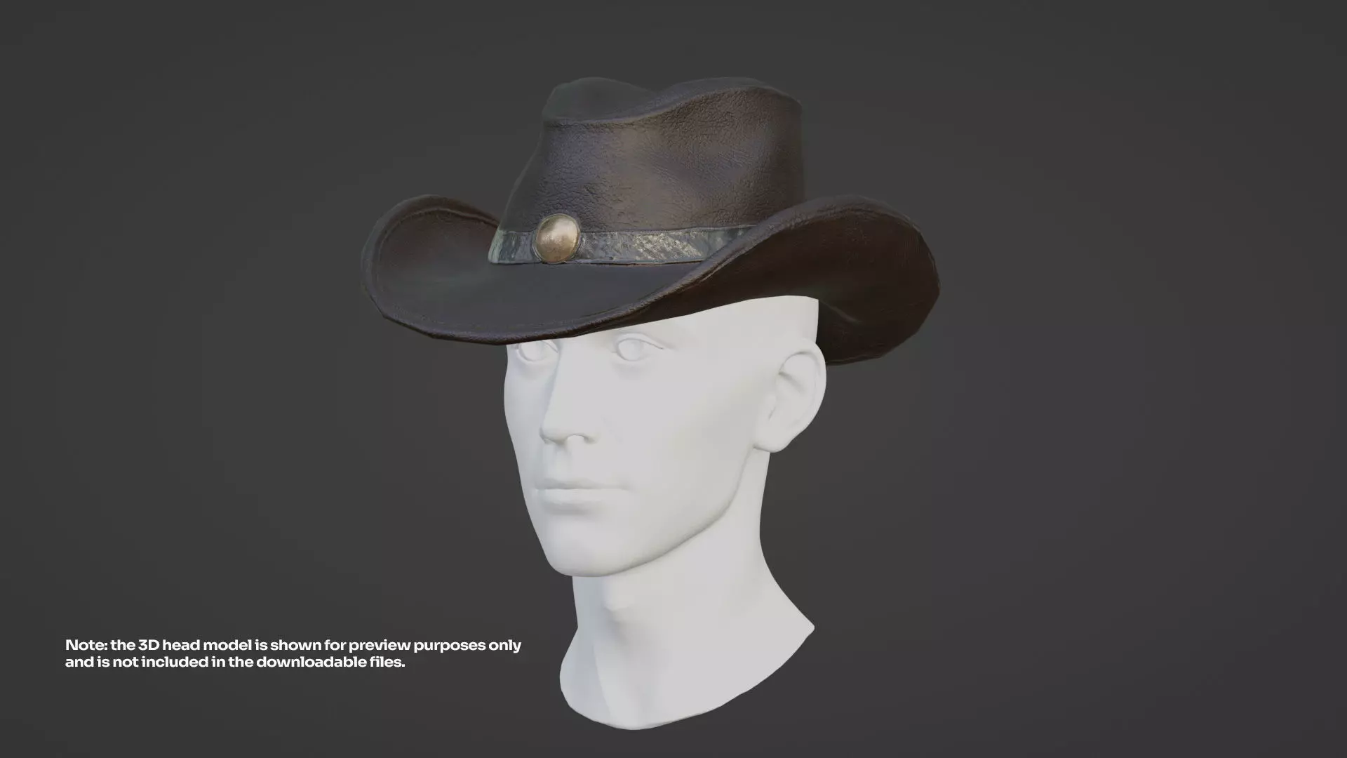 Leather Cowboy Hat Game-Ready 3D Model Low-poly 3D model_3