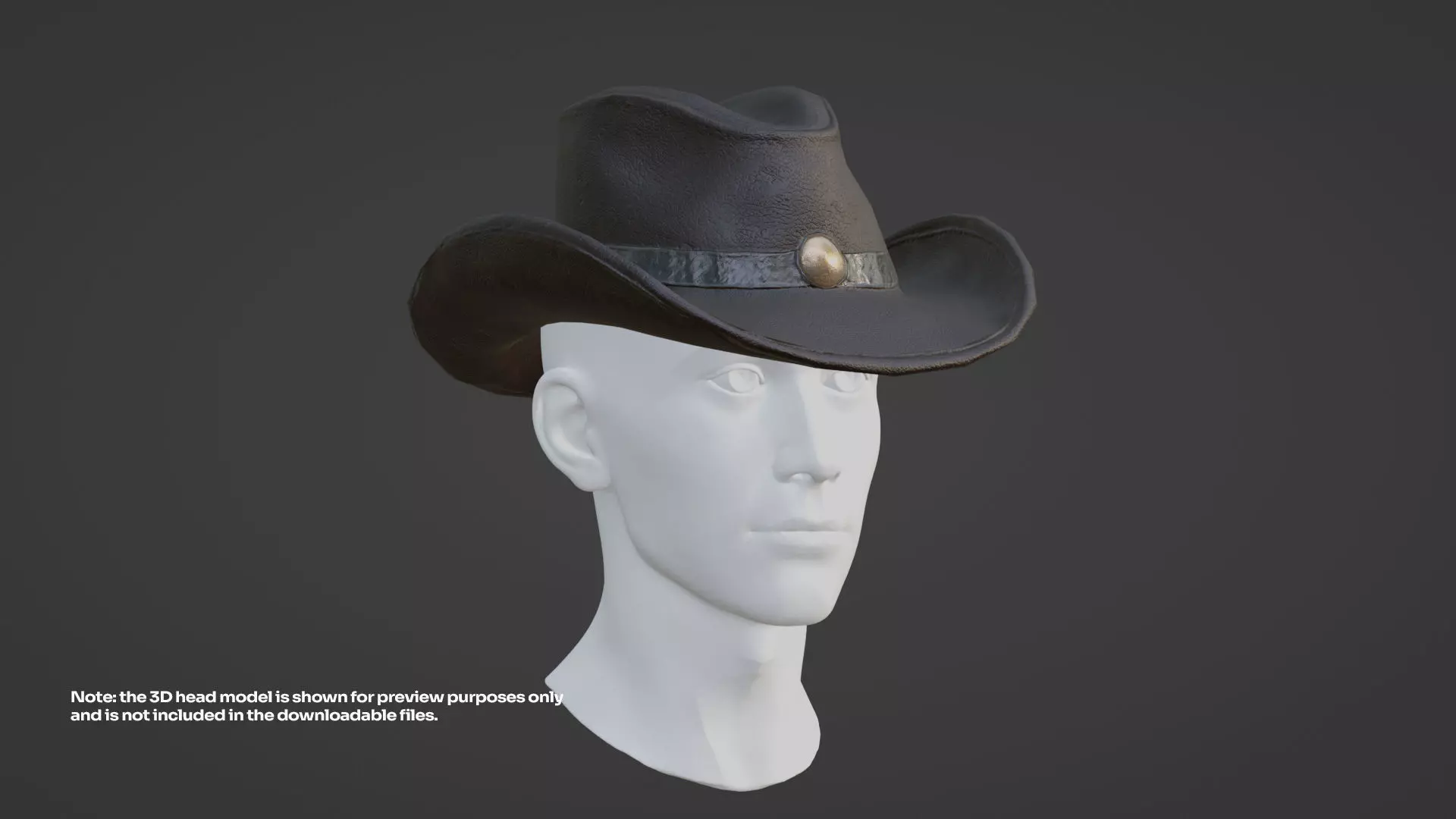 Leather Cowboy Hat Game-Ready 3D Model Low-poly 3D model_4