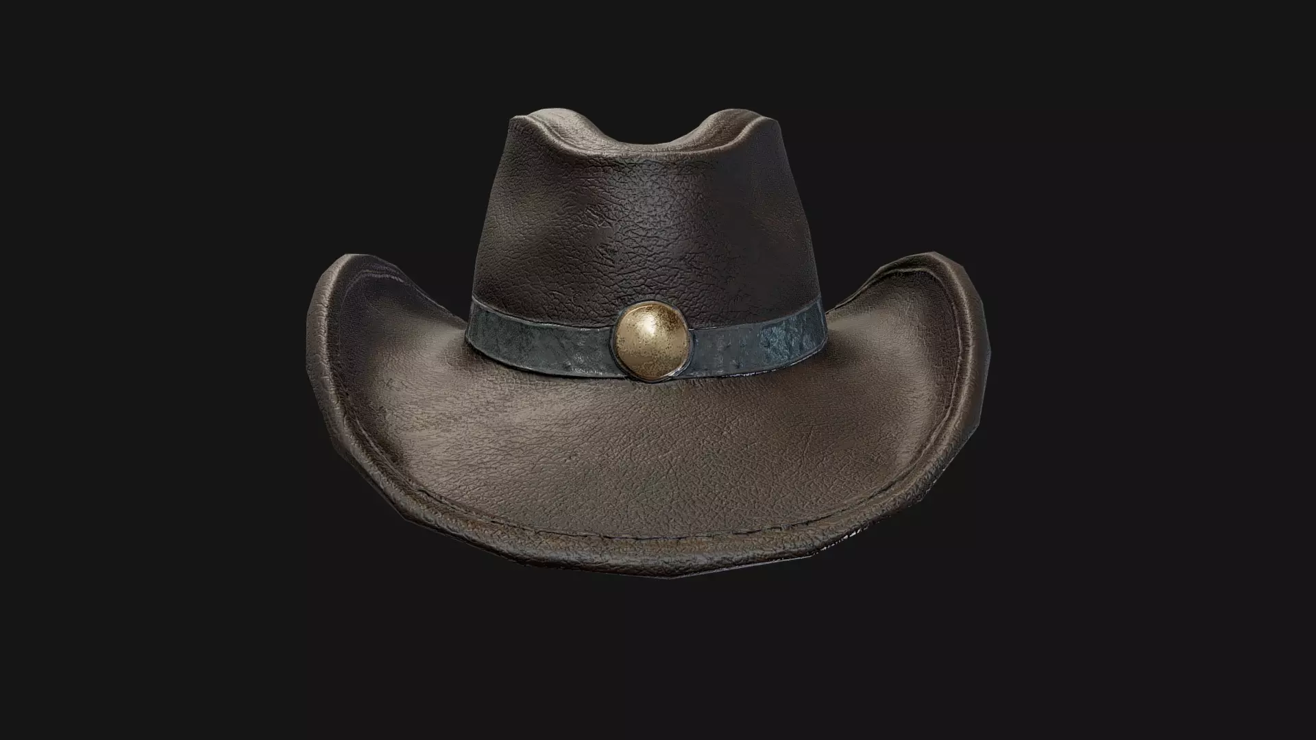 Leather Cowboy Hat Game-Ready 3D Model Low-poly 3D model_6