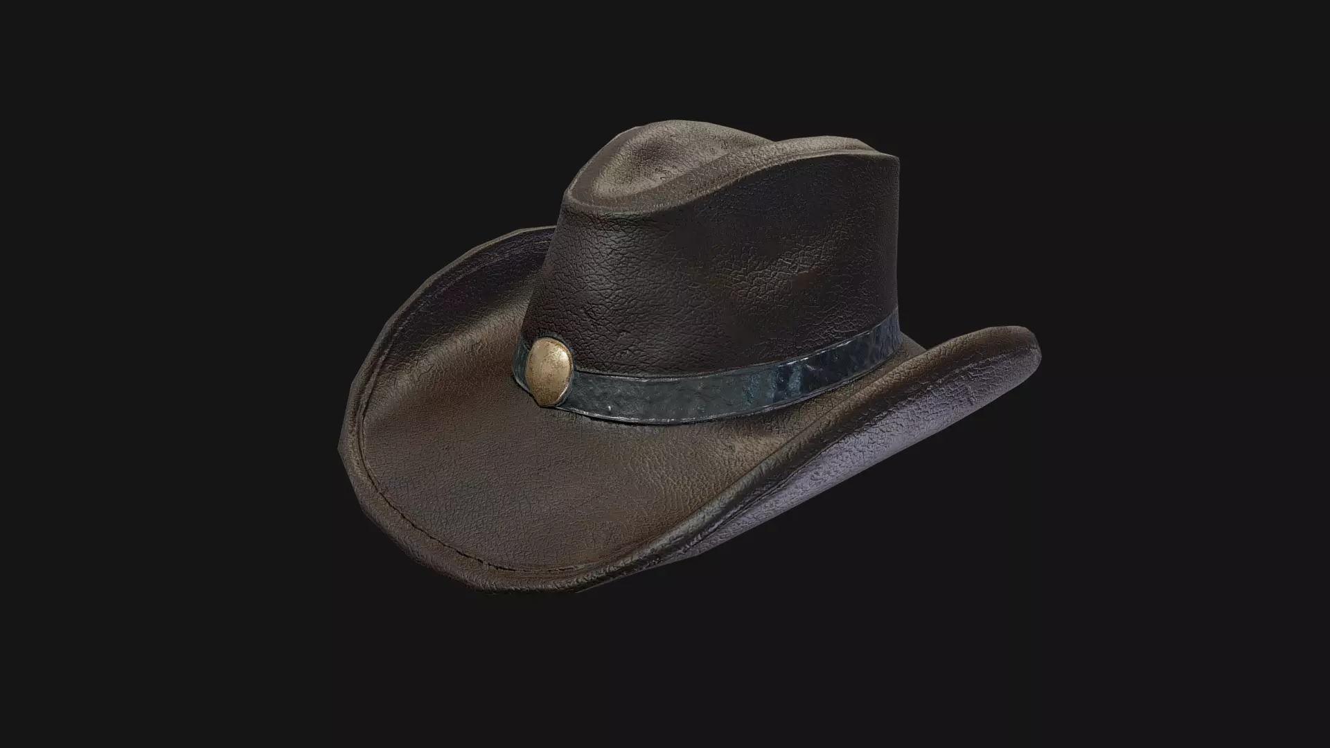 Leather Cowboy Hat Game-Ready 3D Model Low-poly 3D model_0
