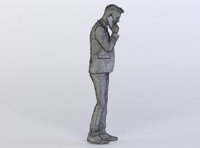 Elias 0392 Man in a Suit talking on a Phone, Arm in a Pocket