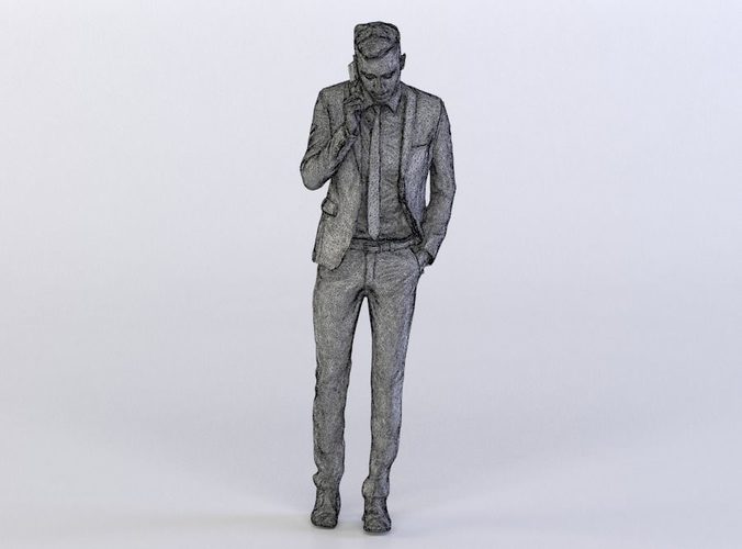 Elias 0392 Man in a Suit talking on a Phone, Arm in a Pocket