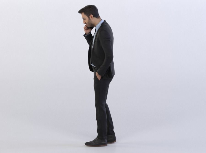 Elias 0392 Man in a Suit talking on a Phone, Arm in a Pocket