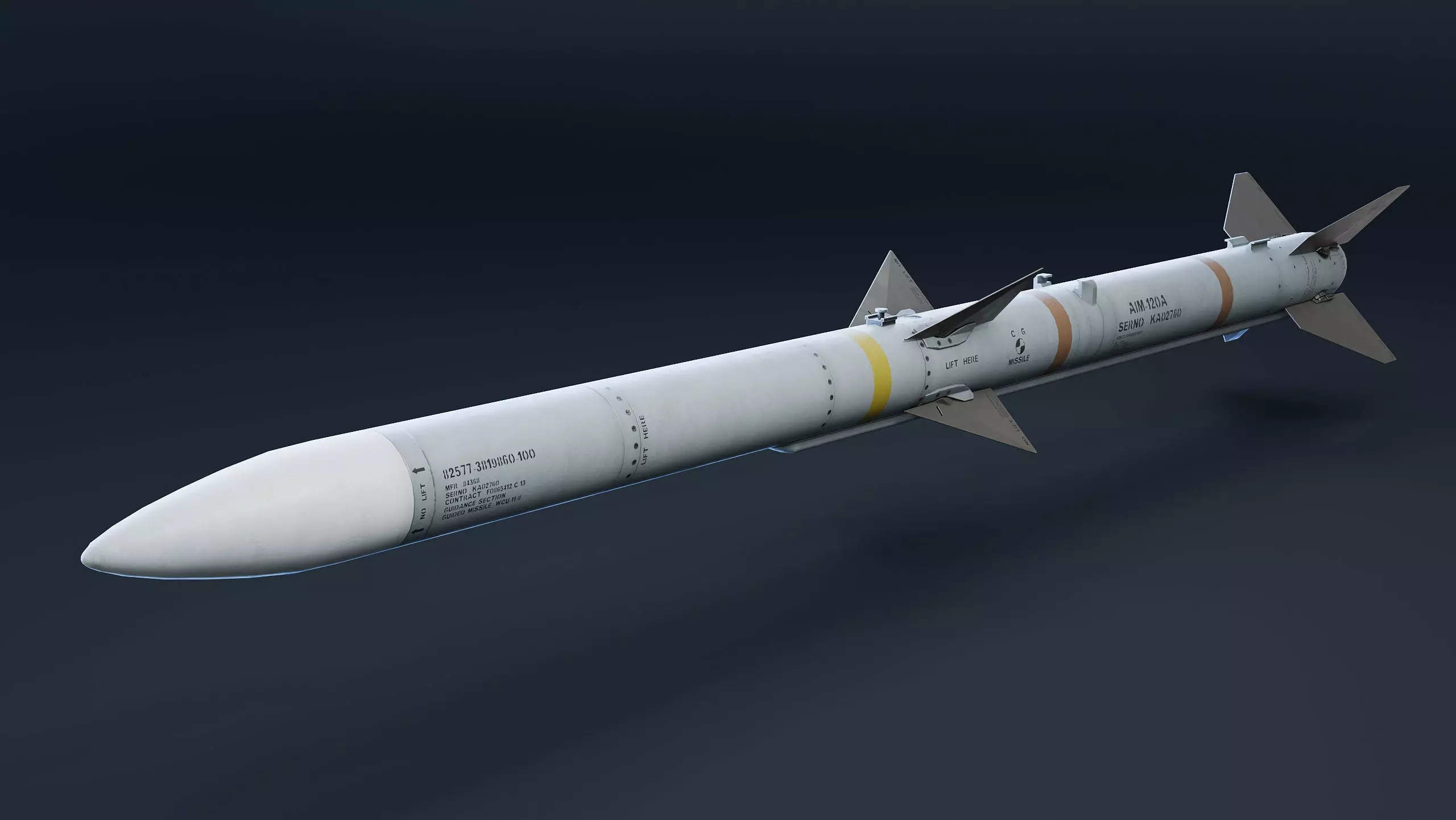 AIM-120A AMRAAM Missile Low-poly 3D model