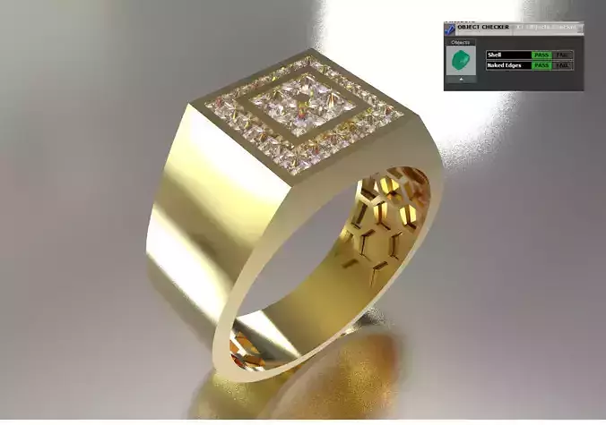 Men STL 3D Square Diamond Signet Ring model mr0326