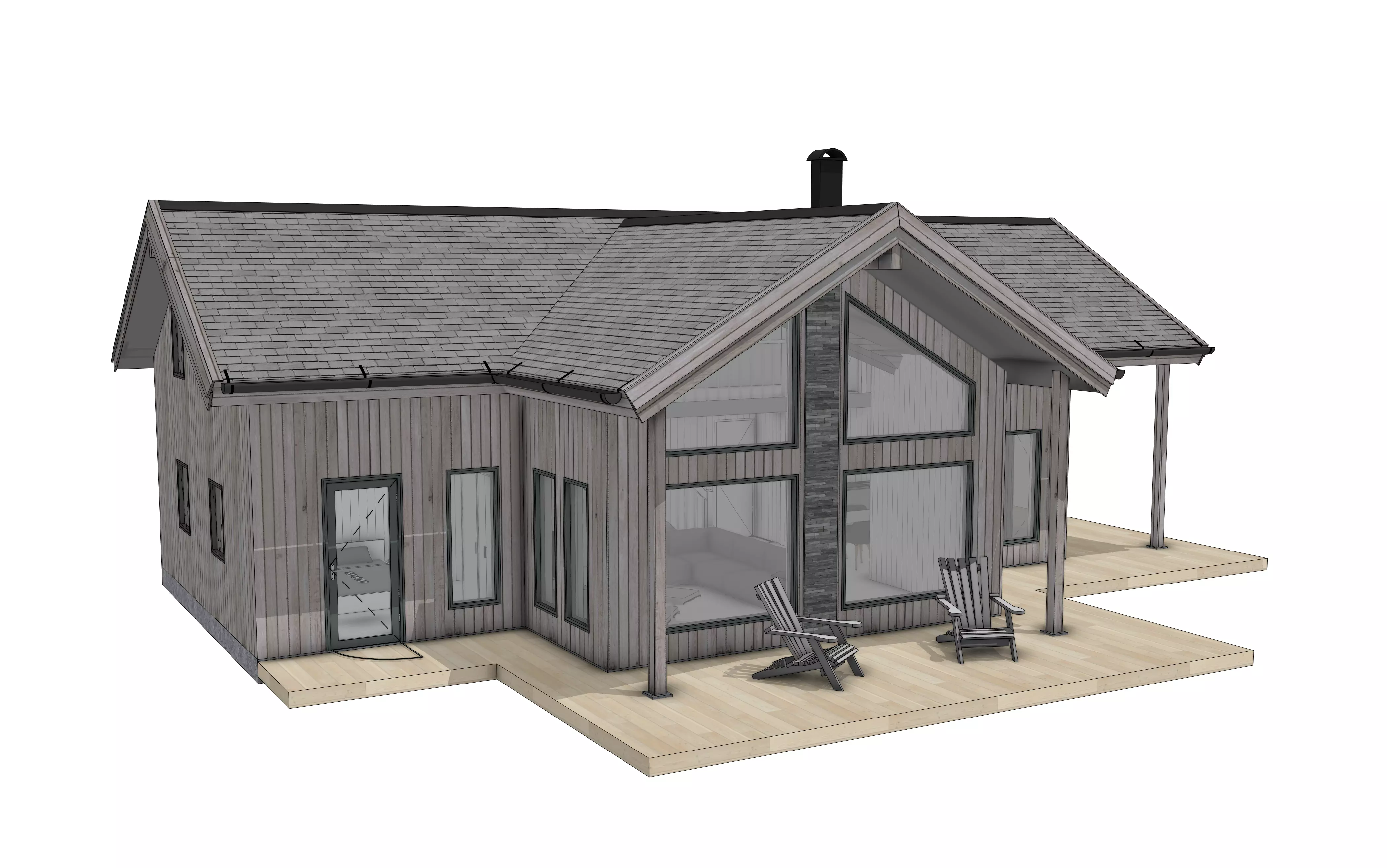 Wooden Cabin 3D Model Modern Architecture IFC SKP OBJ GLB FBX 3D model_0