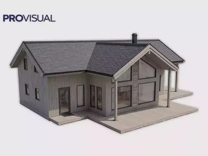 Wooden Cabin 3D Model Modern Architecture IFC SKP OBJ GLB FBX 3D model