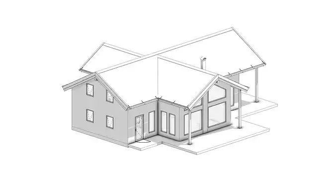 Wooden Cabin 3D Model Modern Architecture IFC SKP OBJ GLB FBX 3D model 2