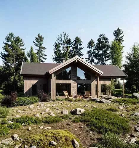 Wooden Cabin 3D Model Modern Architecture IFC SKP OBJ GLB FBX 3D model 3