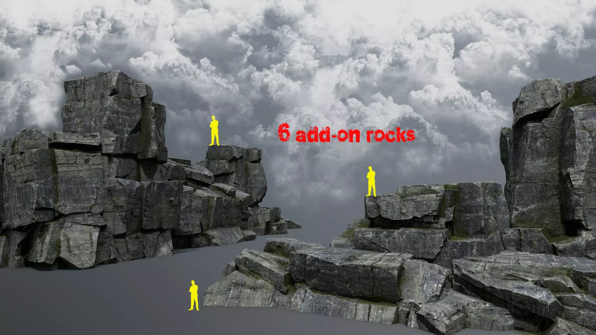 cliff rocks Low-poly 3D model_0