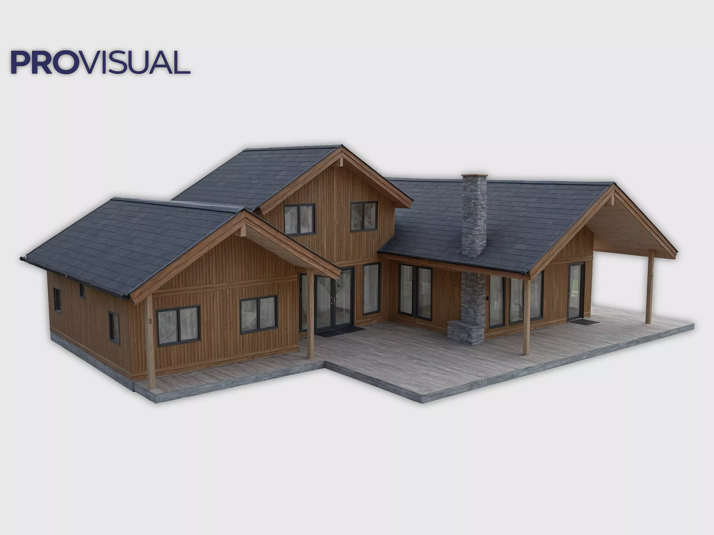 Wooden House 3D Model Modern Chalet Design IFC SKP OBJ GLB FBX 3D model