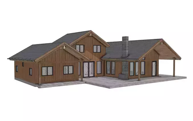 Wooden House 3D Model Modern Chalet Design IFC SKP OBJ GLB FBX