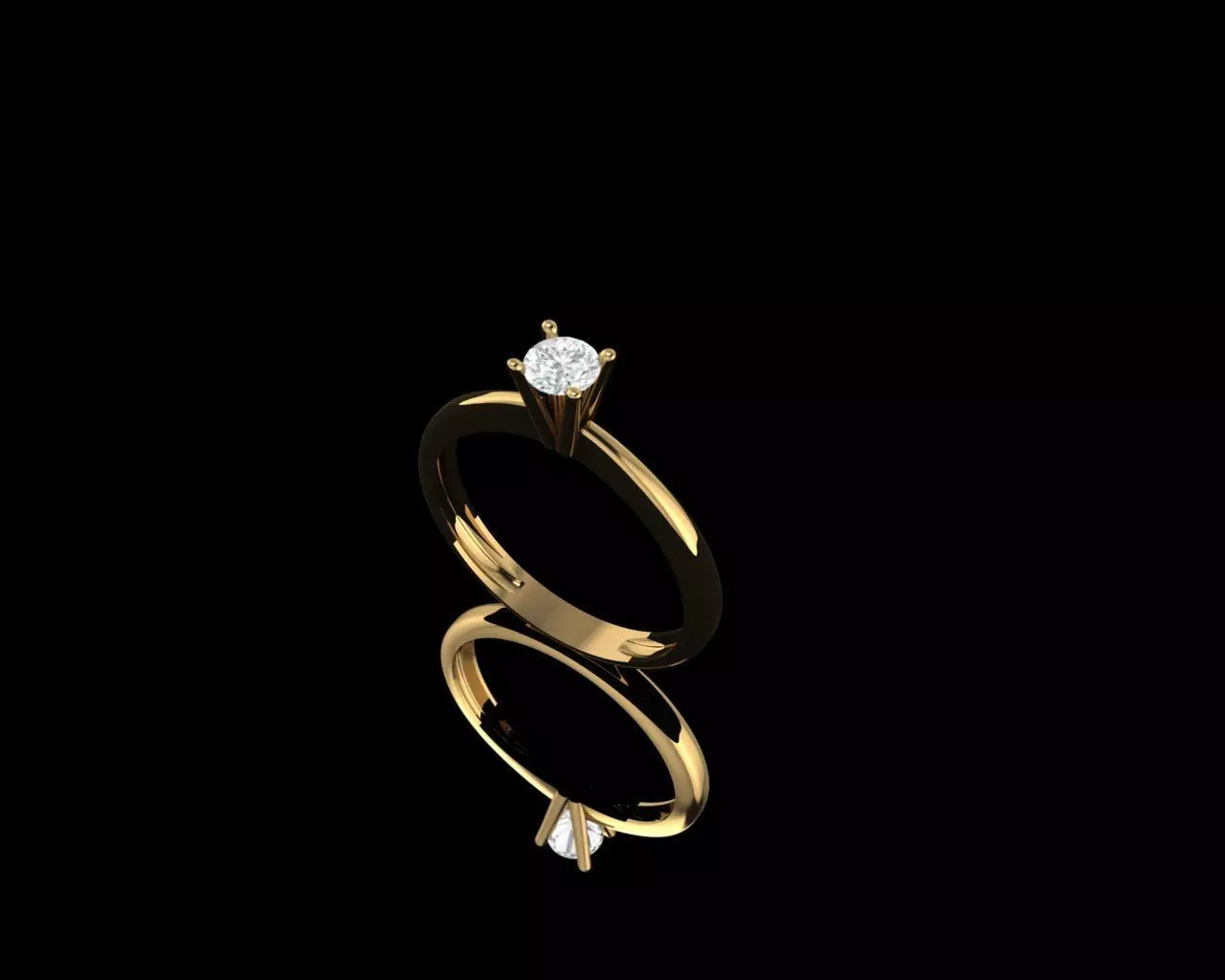 GOLD SOLITAIRE DIAMOND RING Free 3D print model