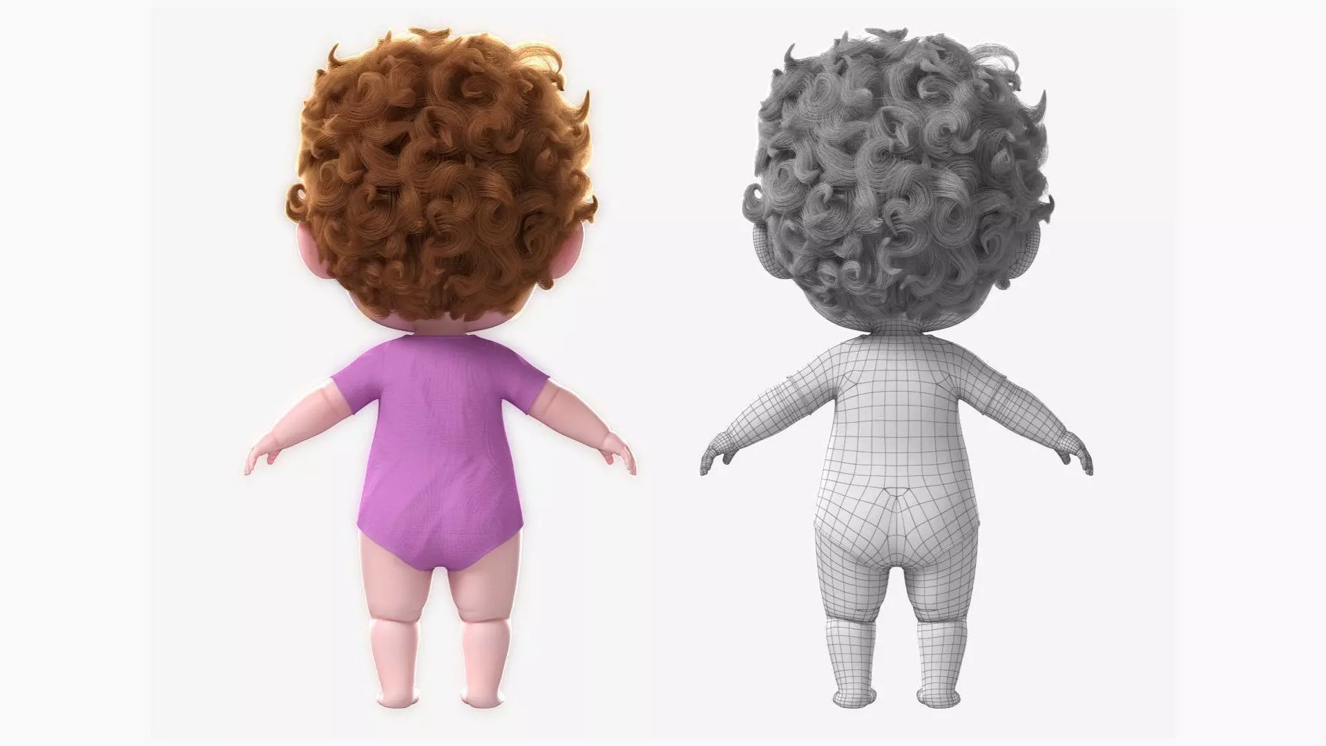 3d Cartoon Baby model Twin Rigged crawling Low-poly 3D model 3D print model_3