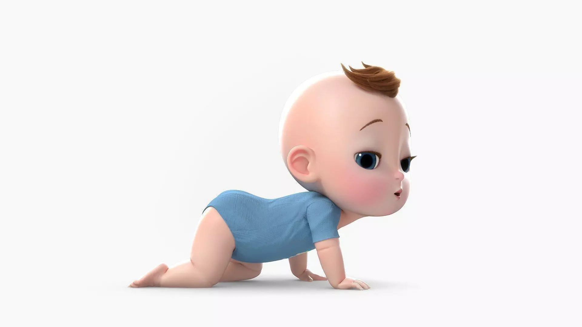 3d Cartoon Baby model Twin Rigged crawling Low-poly 3D model 3D print model_4