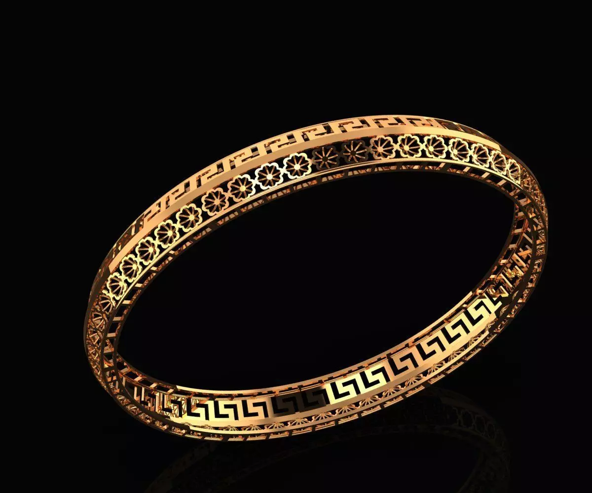 1231 Meander and Star Filigree Bangle 8gm 3D print model