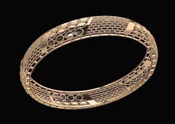 1232 Infinity Wave Filigree Bangle 11gm 3D print model_3