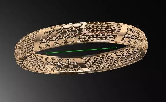 1232 Infinity Wave Filigree Bangle 11gm 3D print model_4