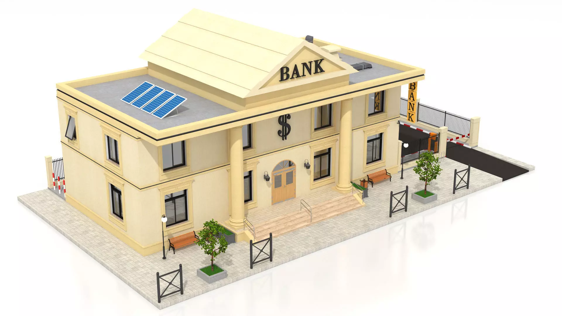 Bank Office Low-poly 3D model_0