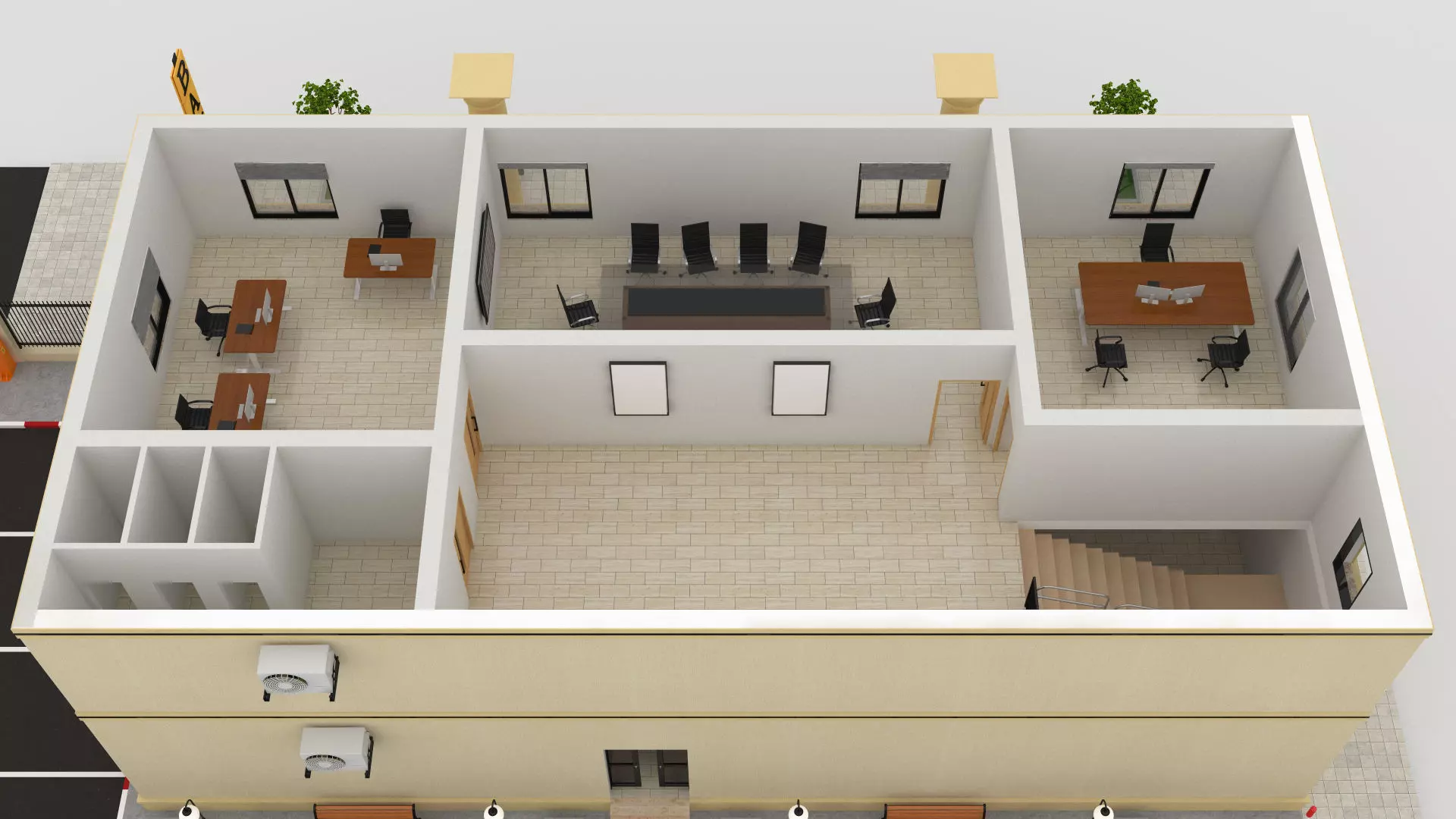 Bank Office Low-poly 3D model_10