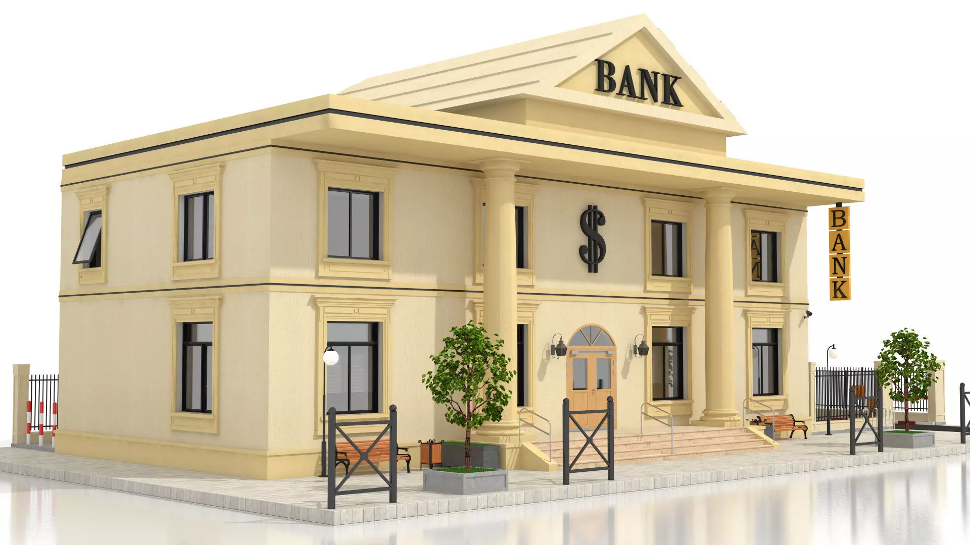 Bank Office Low-poly 3D model_2