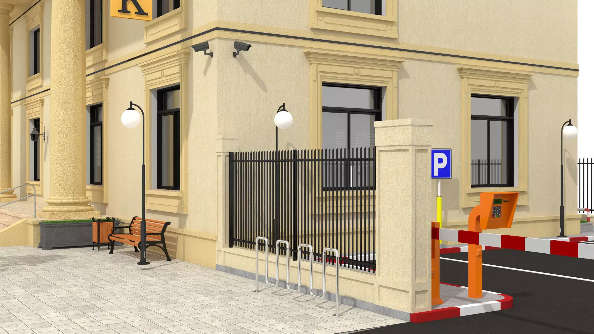 Bank Office Low-poly 3D model_8