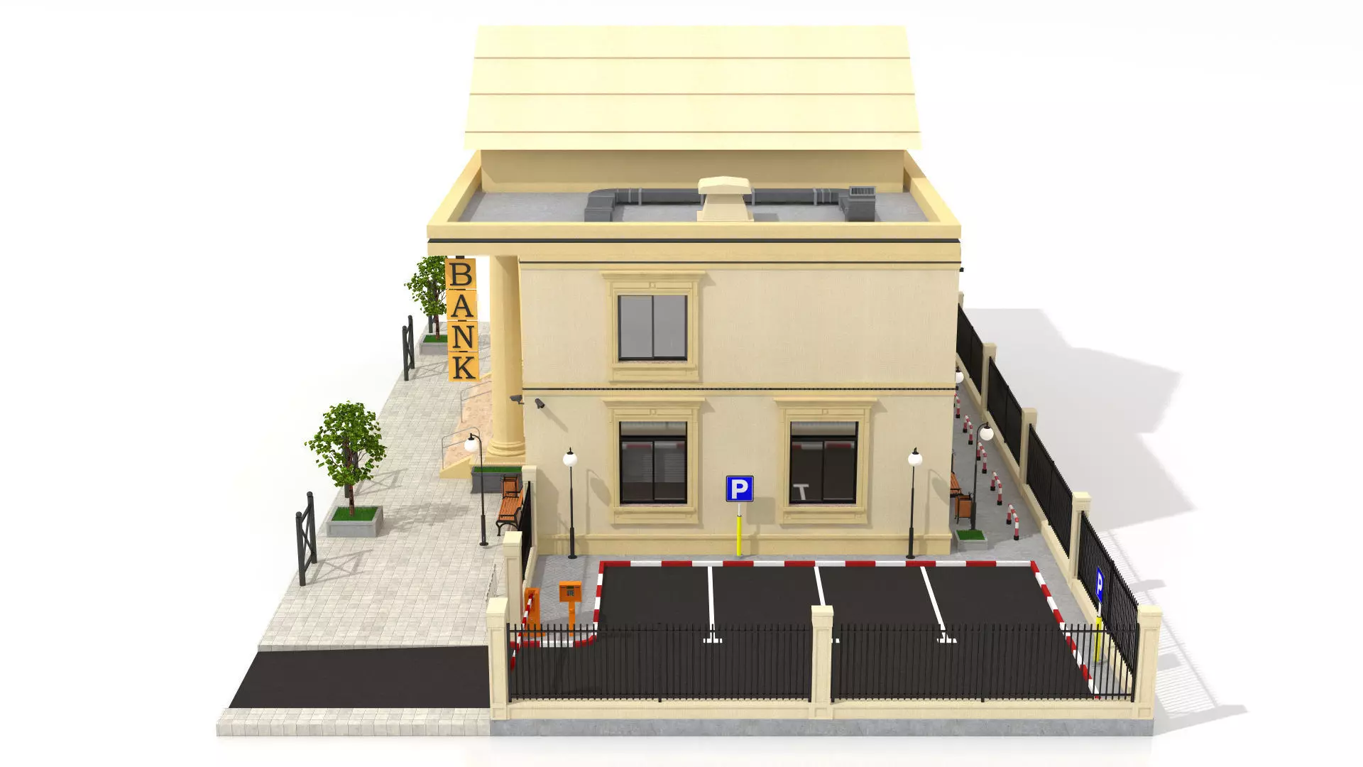 Bank Office Low-poly 3D model_6