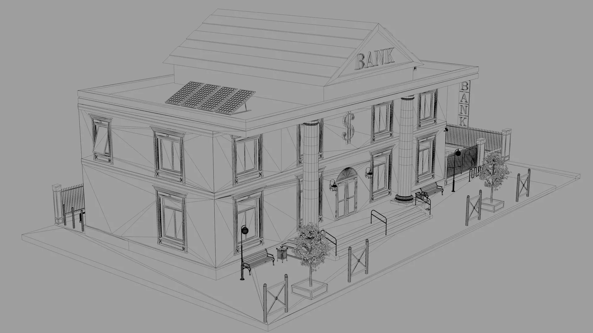 Bank Office Low-poly 3D model_11