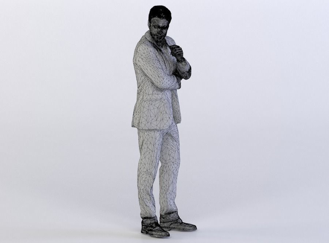 Dennis 0261 Man Standing, Looking over his Shoulder, Arm folded