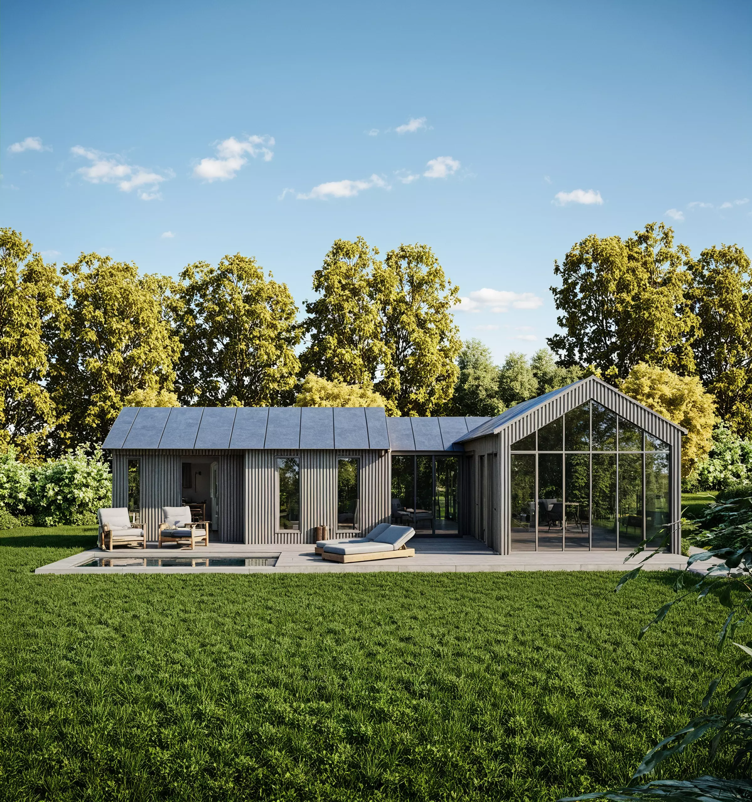 Modern Cabin 3D Model Minimal tiny House IFC SKP OBJ FBX GLB 3D model_3