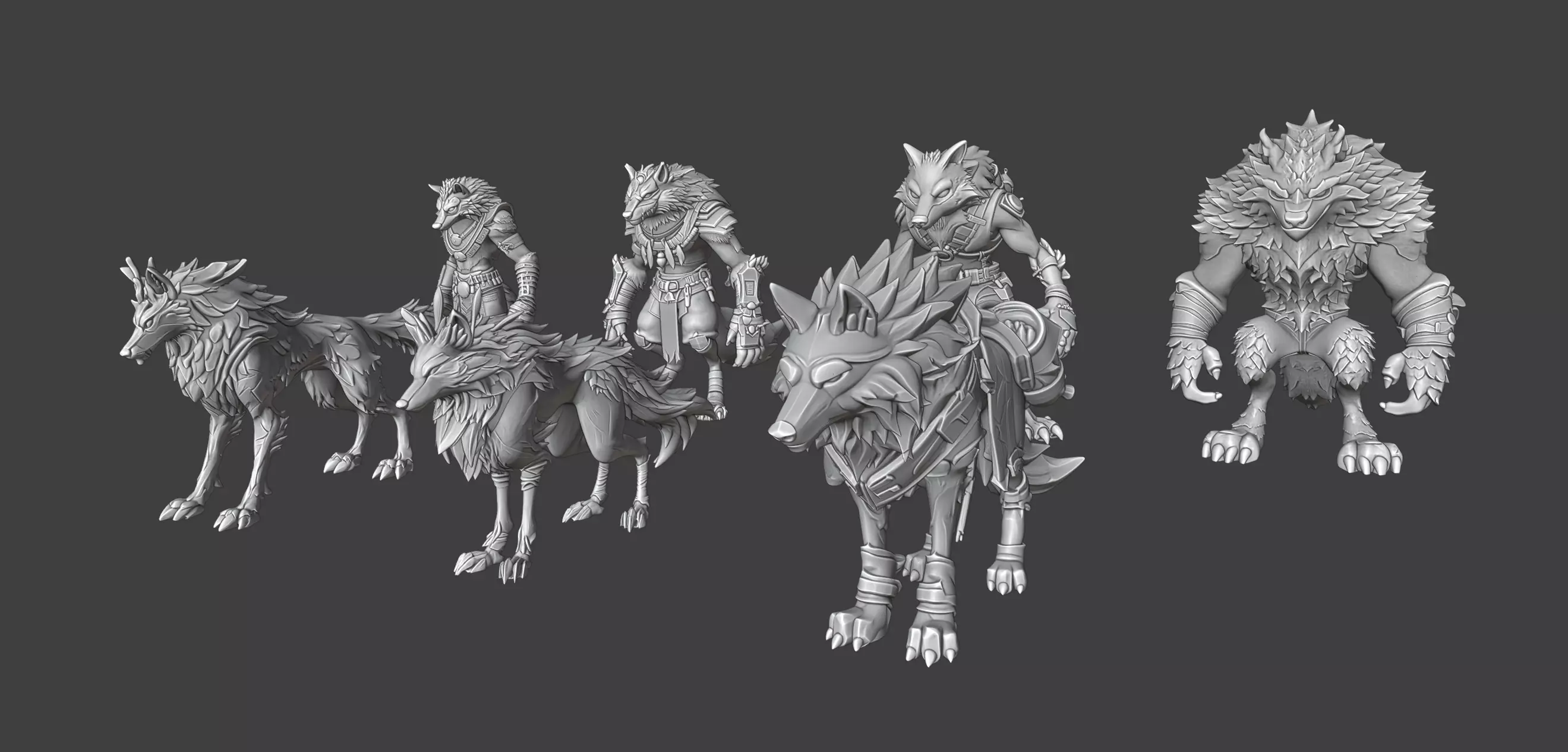 Stylized Wolves 3D model_7