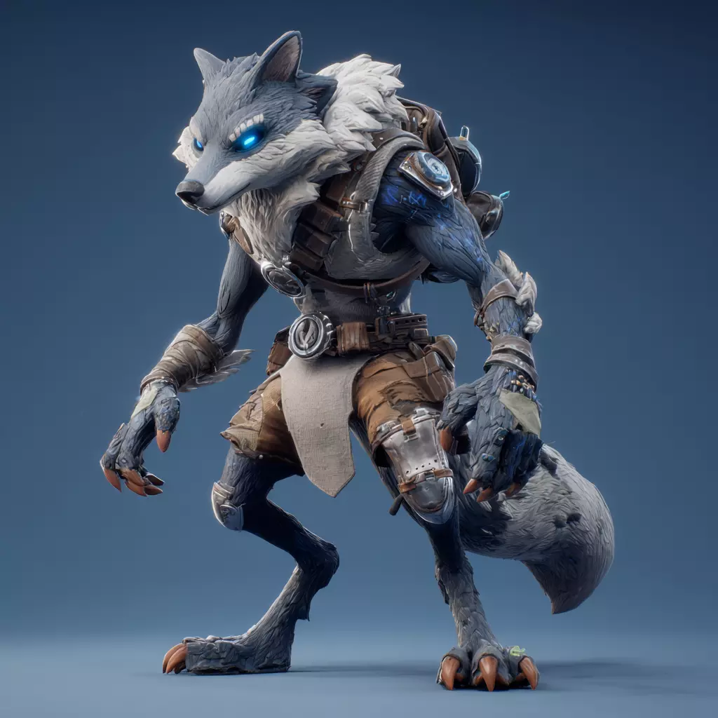 Stylized Wolves 3D model_4