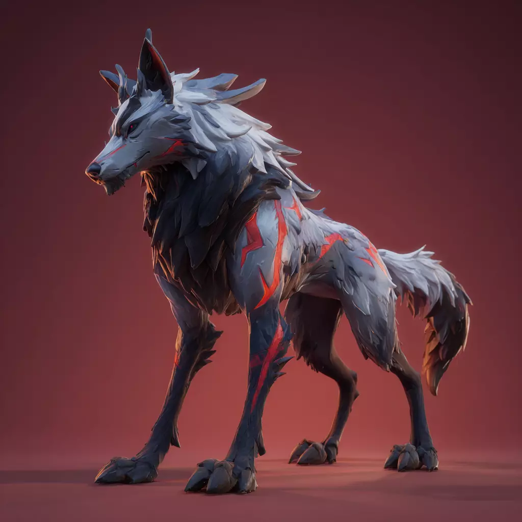 Stylized Wolves 3D model_1