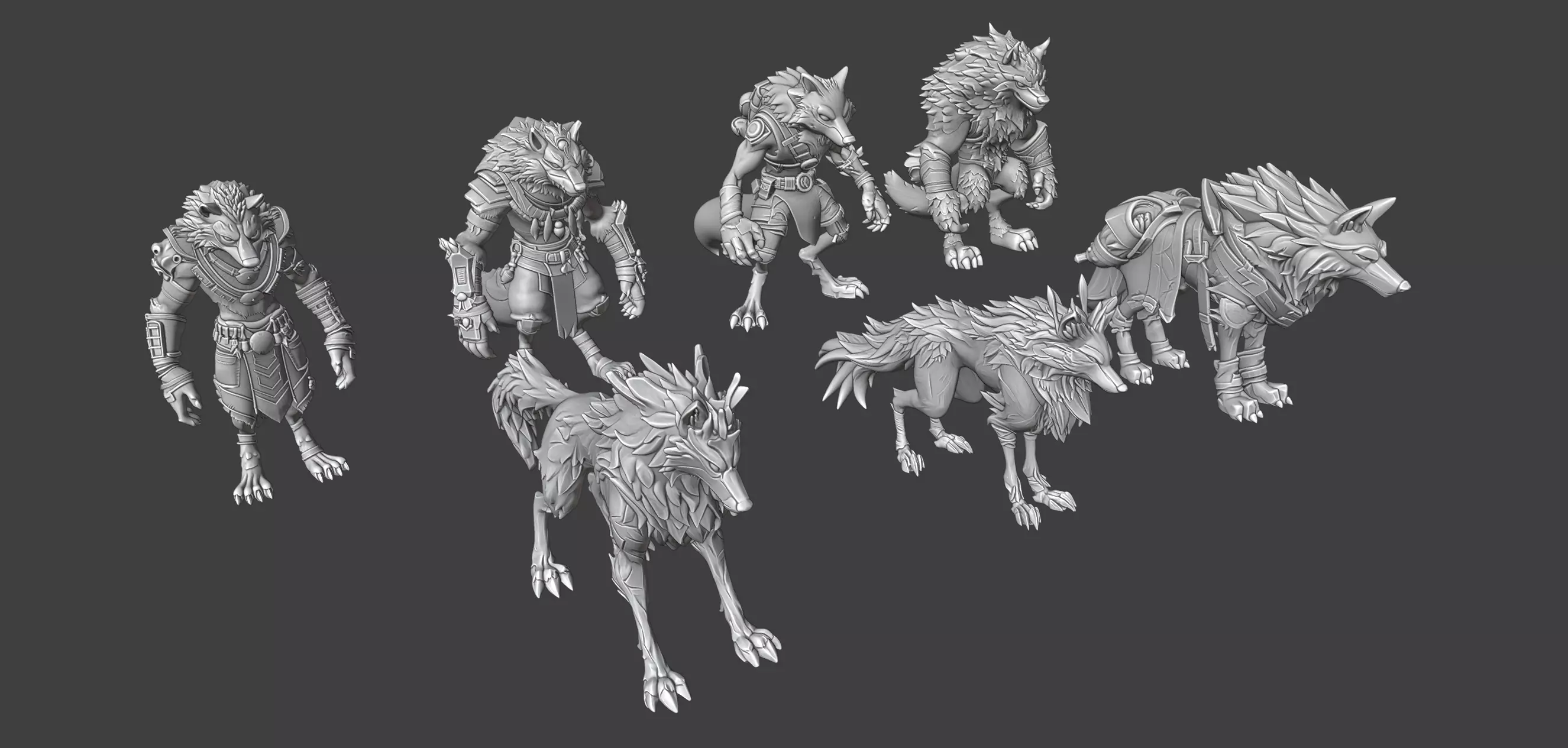 Stylized Wolves 3D model_6